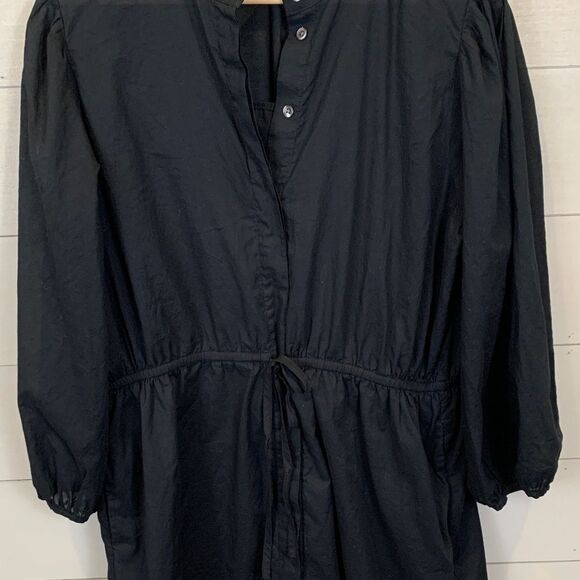 Banana Republic Black Button-Up cinched waist mini dress Womans size XL cotton - Picture 3 of 12